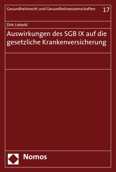 Cover des Buchs: Auswirkungen des SGB IX auf die gesetzliche Krankenversicherung