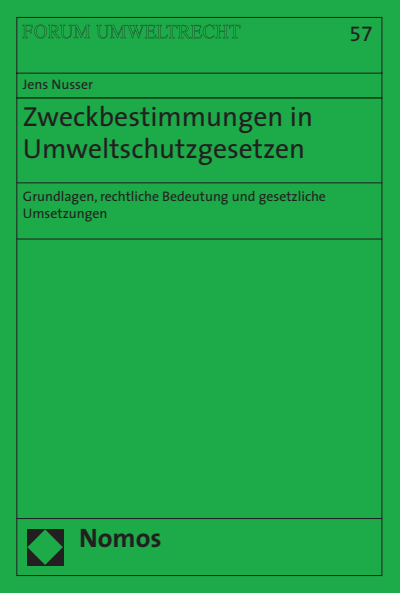 Cover des Buchs: Zweckbestimmungen im Umweltschutzgesetzen