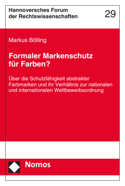 Cover des Buchs: Formaler Markenschutz für Farben?
