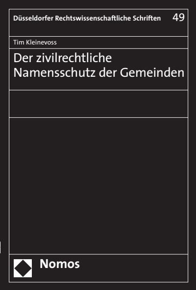 Cover des Buchs: Der zivilrechtliche Namensschutz der Gemeinden