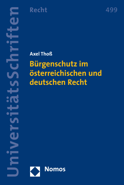 Cover des Buchs: Bürgenschutz im österreichischen und deutschen Recht