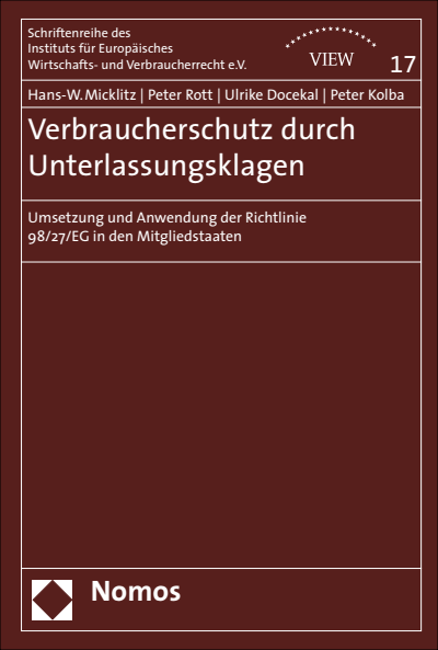 Cover des Buchs: Verbraucherschutz durch Unterlassungsklagen