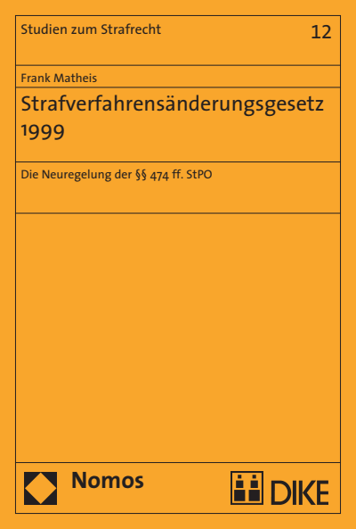Cover des Buchs: Strafverfahrensänderungsgesetz 1999