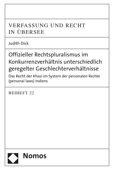 Cover of book: Offizieller Rechtspluralismus im Konkurrenzverhältnis unterschiedlich geregelter Geschlechterverhältnisse