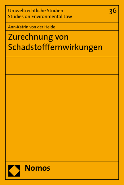Cover des Buchs: Zurechnung von Schadstofffernwirkungen