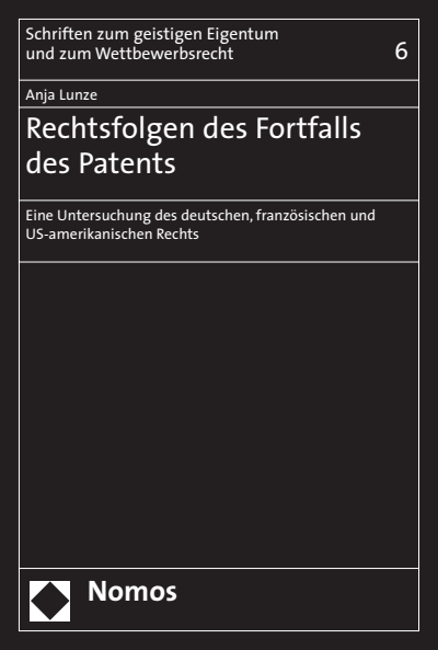 Cover des Buchs: Rechtsfolgen des Fortfalls des Patents