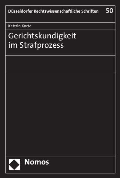 Cover des Buchs: Gerichtskundigkeit im Strafprozess