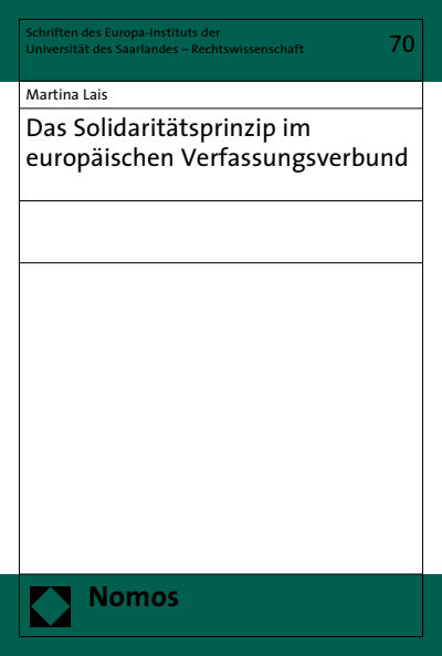 Cover of book: Das Solidaritätsprinzip im europäischen Verfassungsverbund