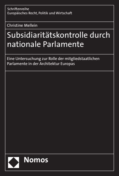 Cover of book: Subsidiaritätskontrolle durch nationale Parlamente