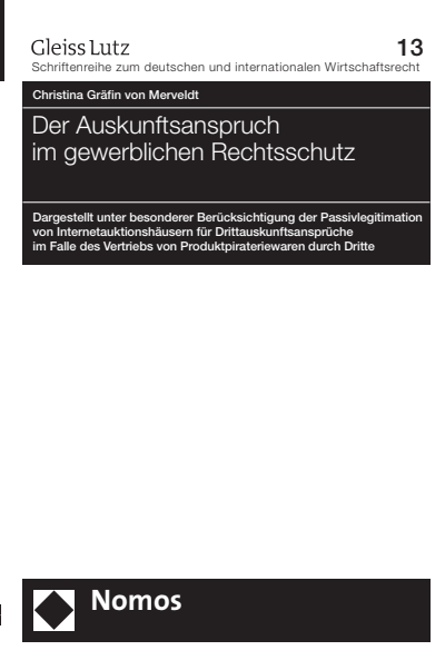Cover des Buchs: Der Auskunftsanspruch im gewerblichen Rechtsschutz