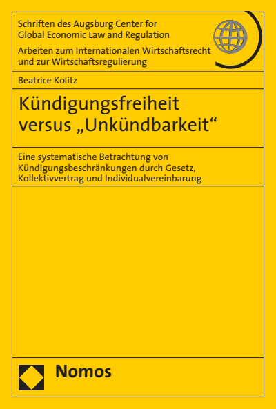 Cover des Buchs: Kündigungsfreiheit versus "Unkündbarkeit"