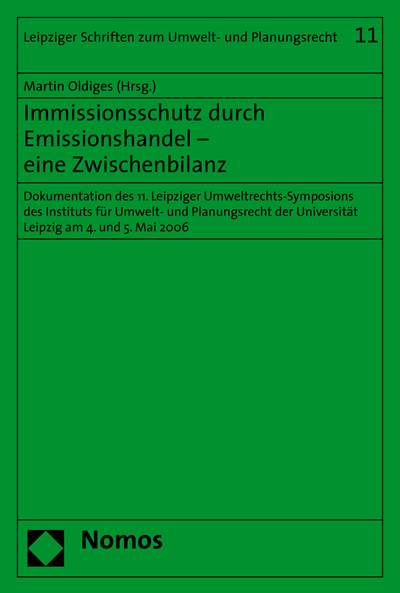 Cover of book: Immissionsschutz durch Emissionshandel - eine Zwischenbilanz