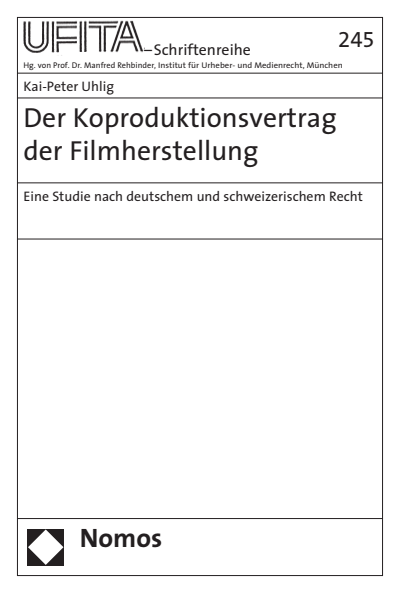 Cover des Buchs: Der Koproduktionsvertrag der Filmherstellung