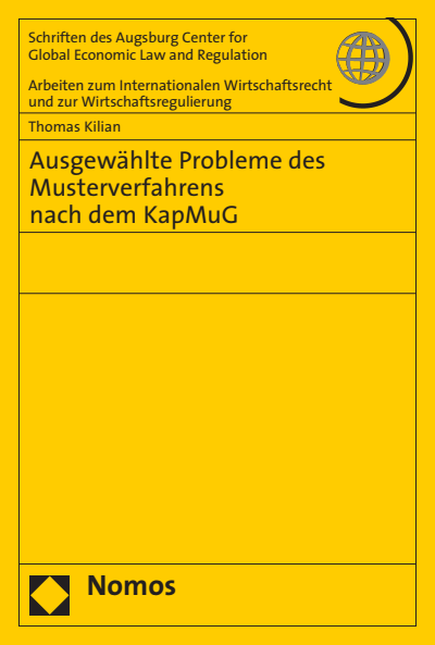 Cover of book: Ausgewählte Probleme des Musterverfahrens nach dem KapMuG