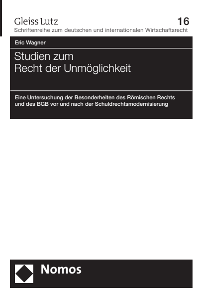 Cover des Buchs: Studien zum Recht der Unmöglichkeit