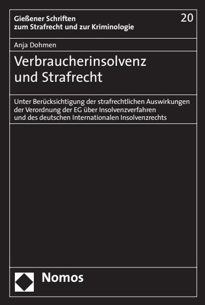 Cover des Buchs: Verbraucherinsolvenz und Strafrecht