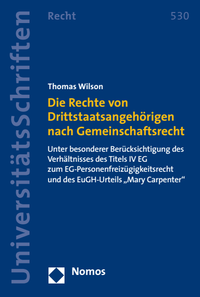 Cover des Buchs: Die Rechte von Drittstaatsangehörigen nach Gemeinschaftsrecht