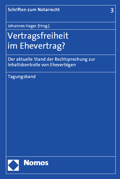 Cover des Buchs: Vertragsfreiheit im Ehevertrag?