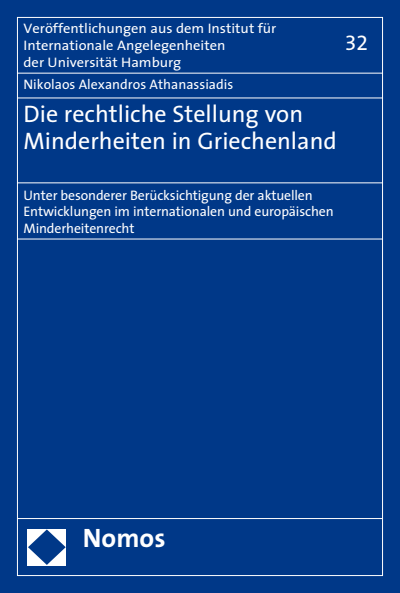 Cover of book: Die rechtliche Stellung von Minderheiten in Griechenland