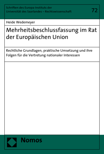 Cover of book: Mehrheitsbeschlussfassung im Rat der Europäischen Union