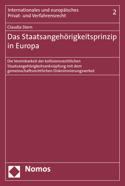 Cover des Buchs: Das Staatsangehörigkeitsprinzip in Europa