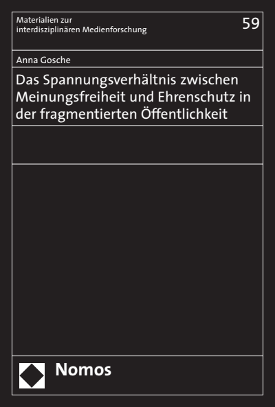 Cover des Buchs: Das Spannungsverhältnis zwischen Meinungsfreiheit und Ehrenschutz in der fragmentierten Öffentlichkeit