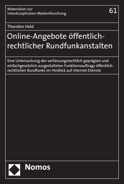 Cover des Buchs: Online-Angebote öffentlich-rechtlicher Rundfunkanstalten
