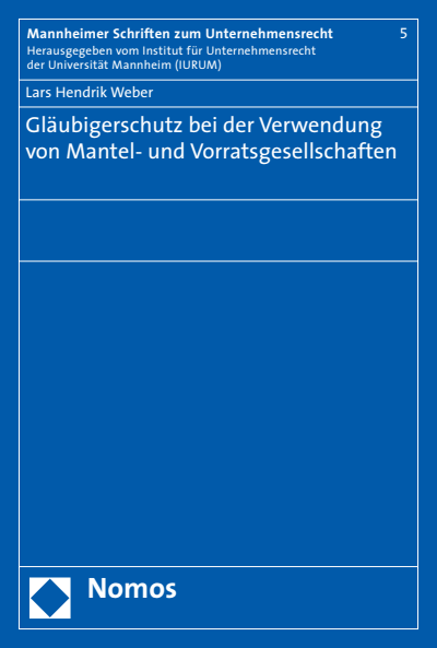 Cover of book: Gläubigerschutz bei der Verwendung von Mantel- und Vorratsgesellschaften