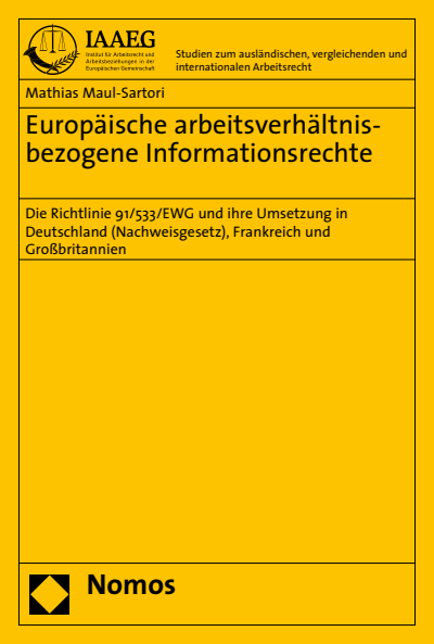 Cover of book: Europäische arbeitsverhältnisbezogene Informationsrechte