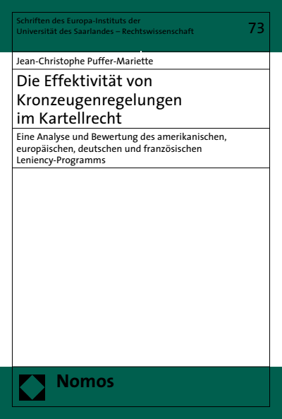 Cover of book: Die Effektivität von Kronzeugenregelungen im Kartellrecht