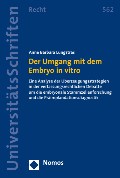 Cover des Buchs: Der Umgang mit dem Embryo in vitro