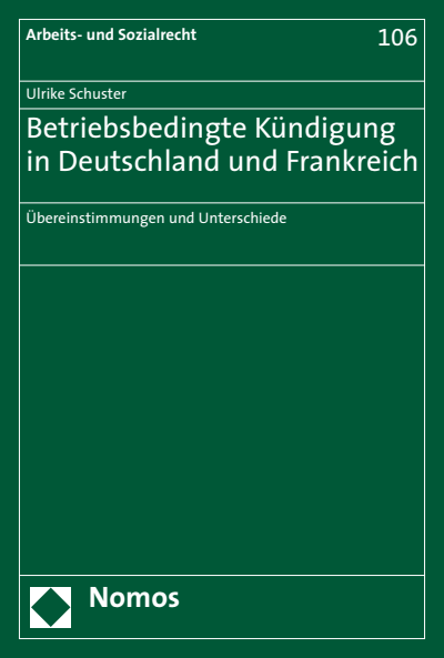 Cover des Buchs: Betriebsbedingte Kündigung in Deutschland und Frankreich