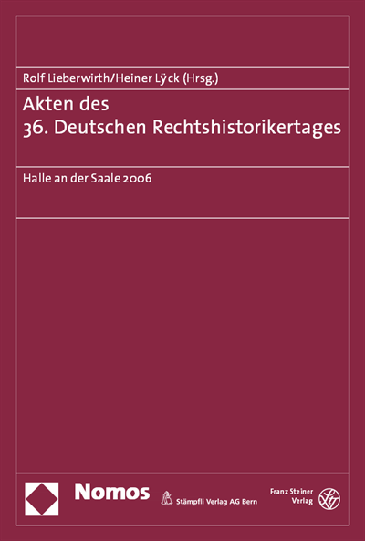 Cover of book: Akten des 36. Deutschen Rechtshistorikertages