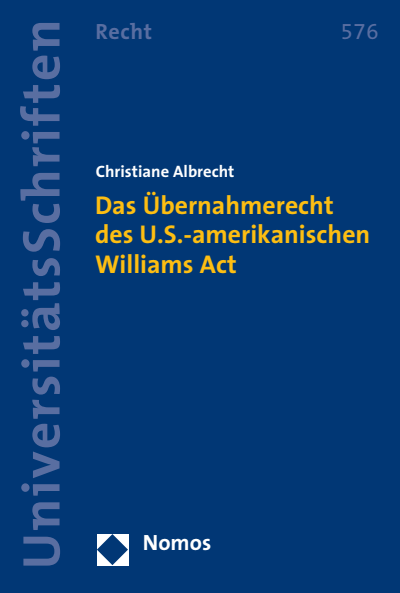 Cover des Buchs: Das Übernahmerecht des U.S.-amerikanischen Williams Act
