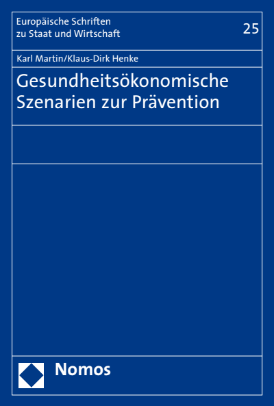 Cover of book: Gesundheitsökonomische Szenarien zur Prävention