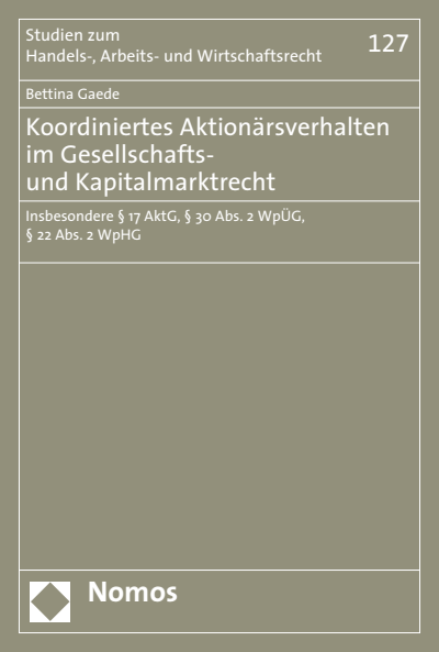 Cover of book: Koordiniertes Aktionärsverhalten im Gesellschafts- und Kapitalmarktrecht