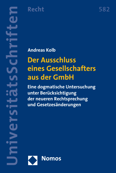 Cover des Buchs: Der Ausschluss eines Gesellschafters aus der GmbH