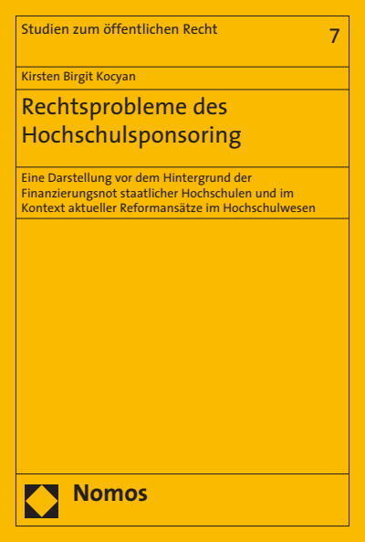 Cover of book: Rechtsprobleme des Hochschulsponsoring
