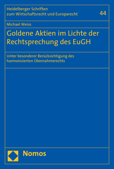 Cover des Buchs: Goldene Aktien im Lichte der Rechtsprechung des EuGH