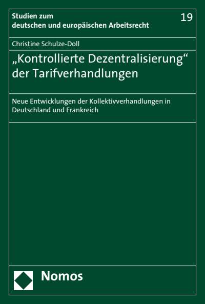Cover des Buchs: ,,Kontrollierte Dezentralisierung'' der Tarifverhandlungen