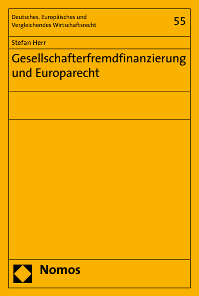 Cover of book: Gesellschafterfremdfinanzierung und Europarecht