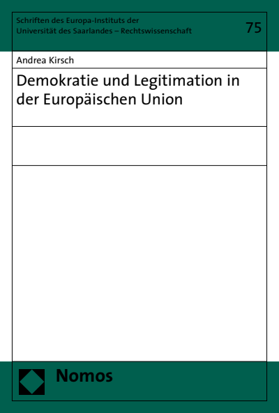 Cover of book: Demokratie und Legitimation in der Europäischen Union