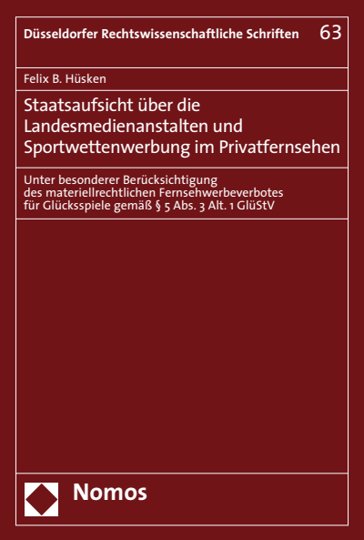 Cover des Buchs: Staatsaufsicht über die Landesmedienanstalten und Sportwettenwerbung im Privatfernsehen