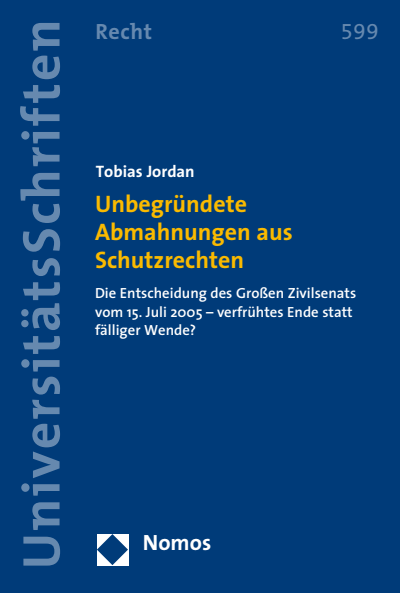 Cover des Buchs: Unbegründete Abmahnungen aus Schutzrechten