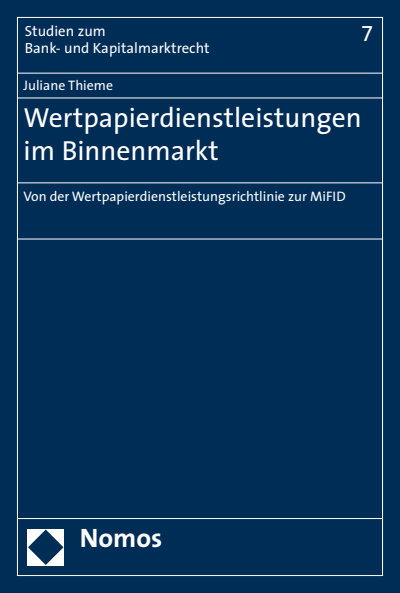 Cover des Buchs: Wertpapierdienstleistungen im Binnenmarkt