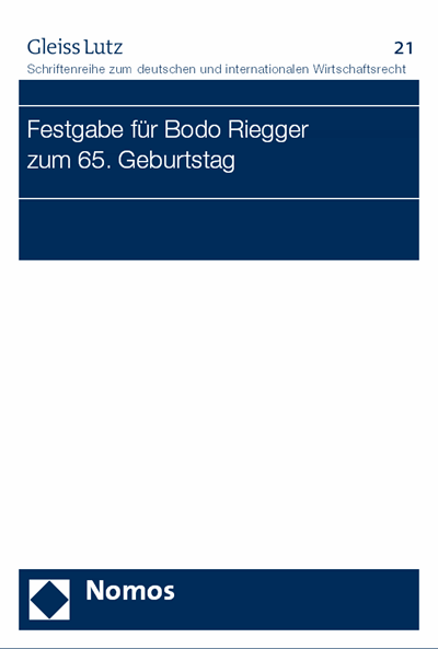 Cover of book: Festgabe für Bodo Riegger zum 65. Geburtstag