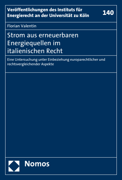 Cover of book: Strom aus erneuerbaren Energiequellen im italienischen Recht