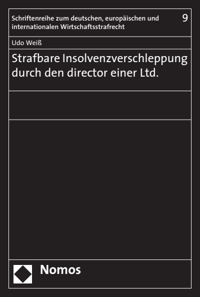 Cover of book: Strafbare Insolvenzverschleppung durch den director einer Ltd.