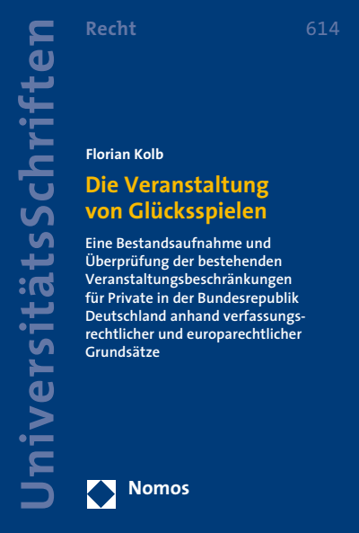 Cover des Buchs: Die Veranstaltung von Glücksspielen