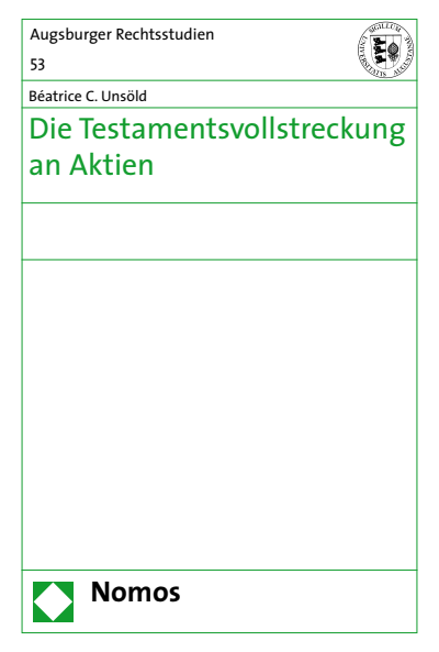 Cover of book: Die Testamentsvollstreckung an Aktien